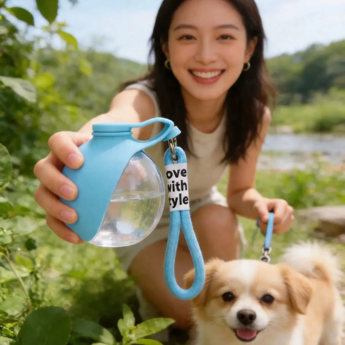 2-in-1 tragbare Trinkflasche und Napf für Hunde