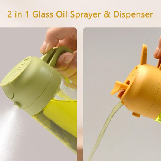 Evermire Two in One Oil Dispenser, 2 in 1 Oil Dispenser and Oil Sprayer, Olive Oil Dispenser Bottle, Oil Dispenser Bottle Spray and Pour (450Ml,Black)
