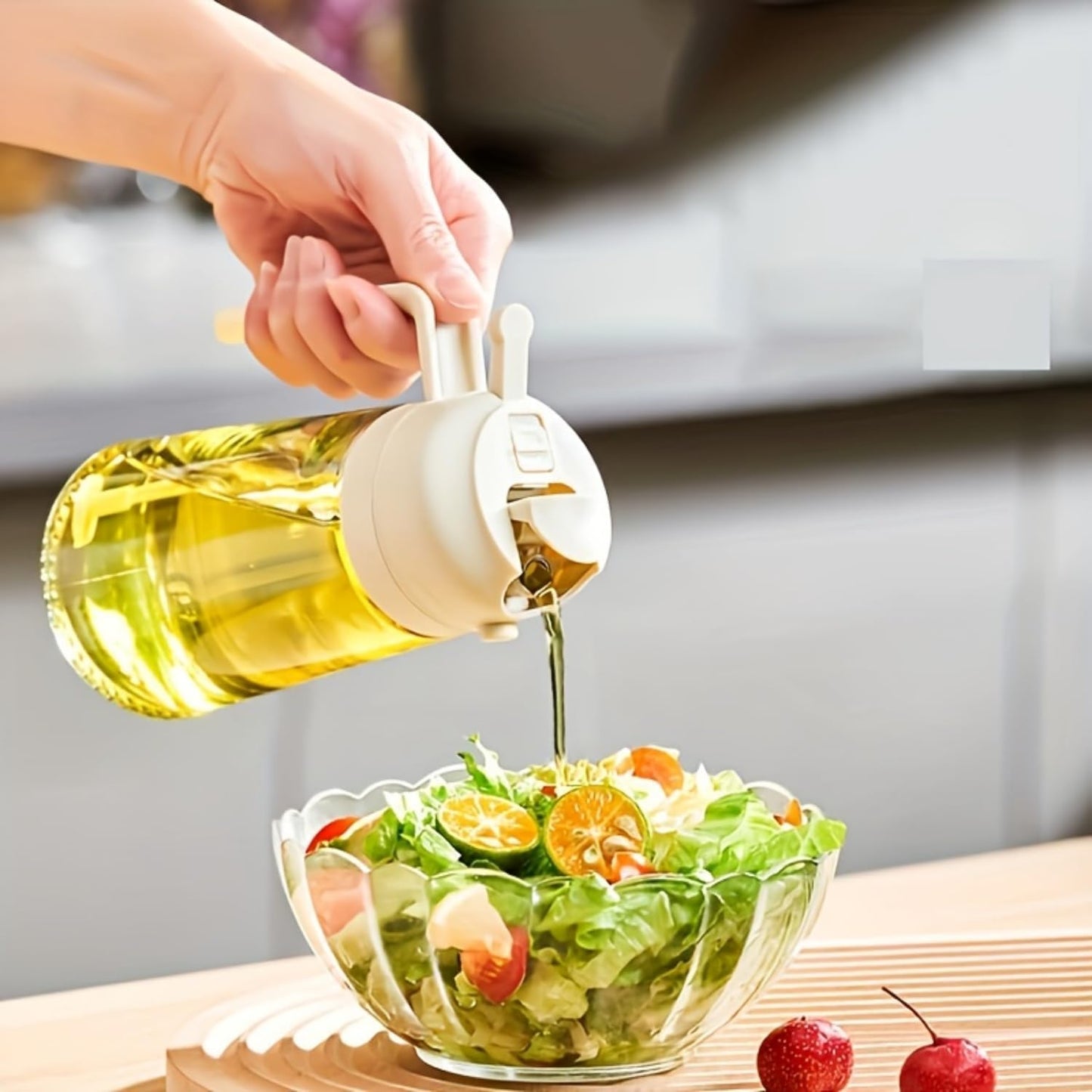 Evermire Two in One Oil Dispenser, 2 in 1 Oil Dispenser and Oil Sprayer, Olive Oil Dispenser Bottle, Oil Dispenser Bottle Spray and Pour (450Ml,Black)