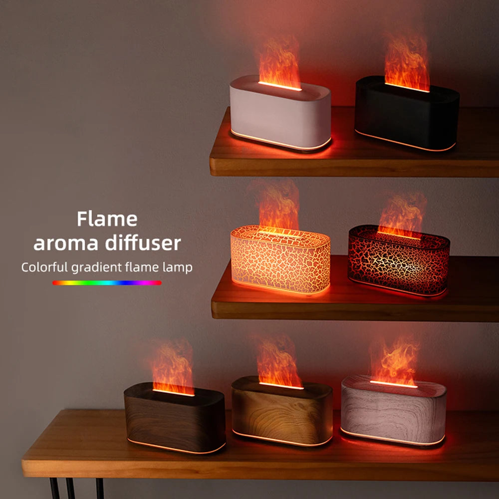 Flame Essential Oil Diffuser – Colorful LED Fire Effect Ultrasonic Aromatherapy Humidifier