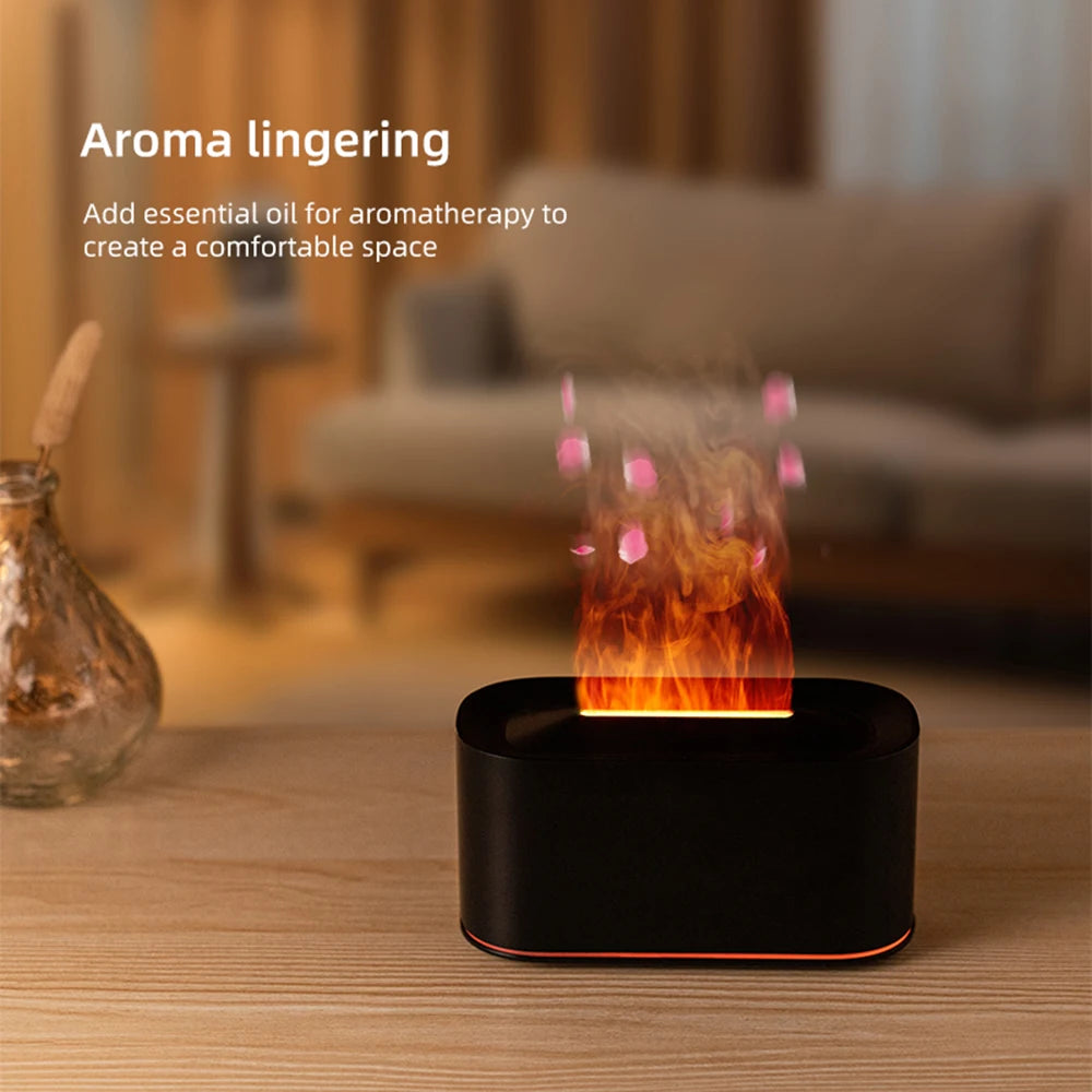 Flame Essential Oil Diffuser – Colorful LED Fire Effect Ultrasonic Aromatherapy Humidifier