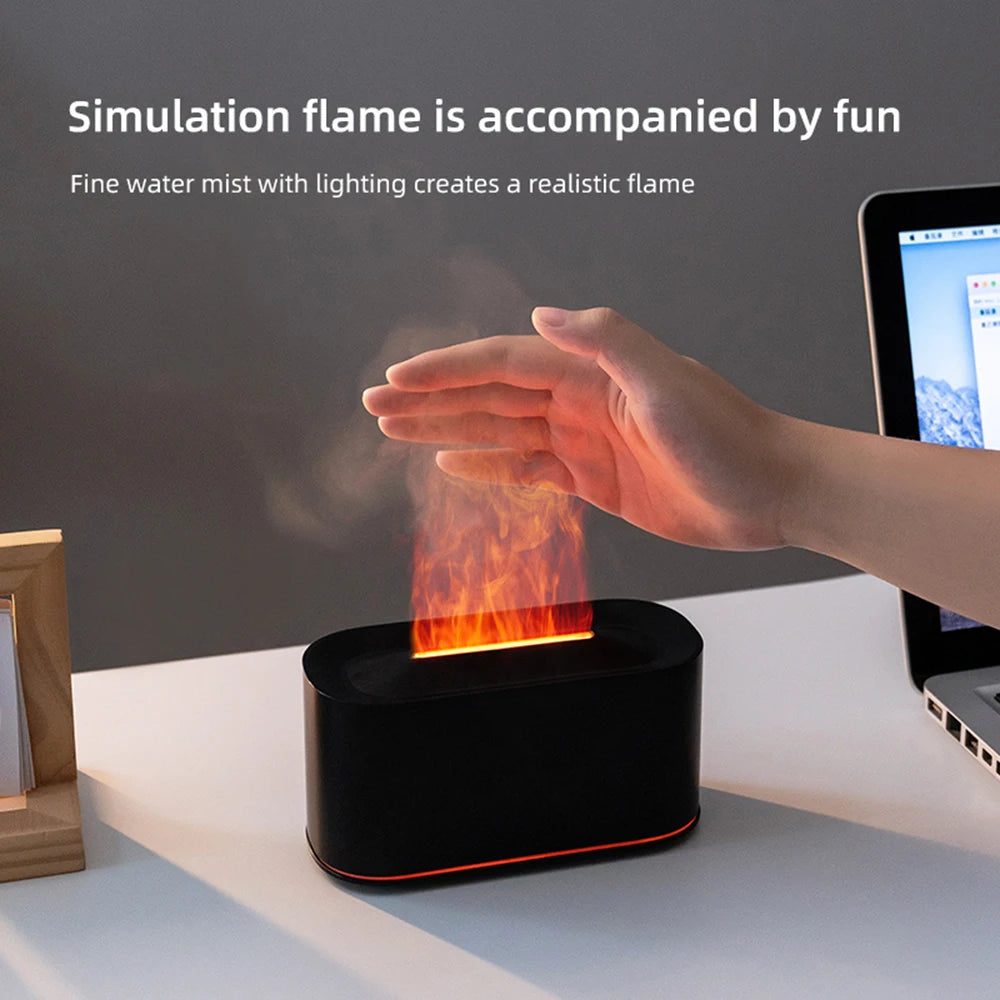 Flame Essential Oil Diffuser – Colorful LED Fire Effect Ultrasonic Aromatherapy Humidifier
