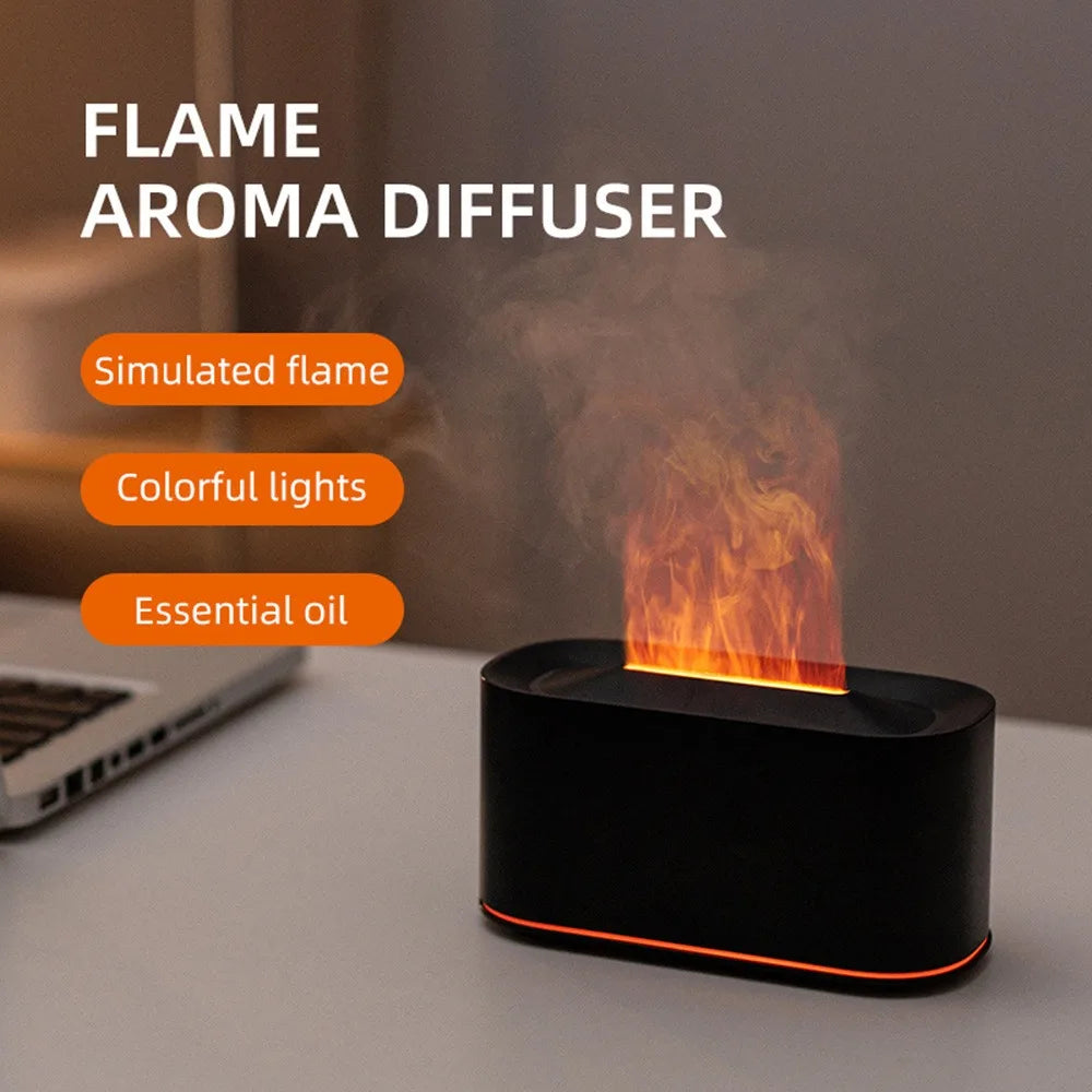 Flame Essential Oil Diffuser – Colorful LED Fire Effect Ultrasonic Aromatherapy Humidifier