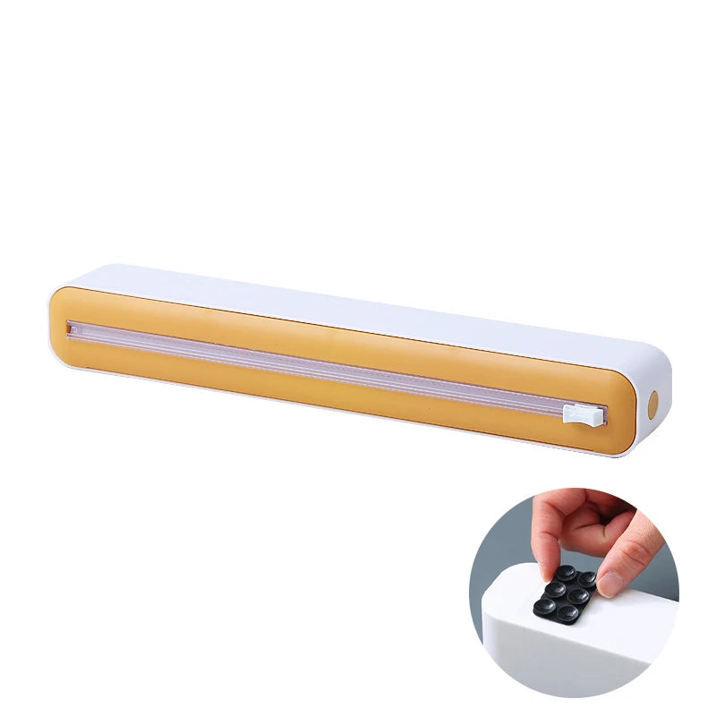 Magnetic Food Film Dispenser with Cutter and Storage Box for Plastic Wrap and Aluminum Foil
