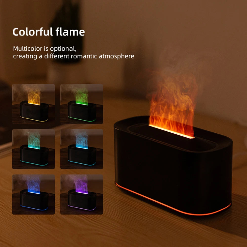 Flame Essential Oil Diffuser – Colorful LED Fire Effect Ultrasonic Aromatherapy Humidifier