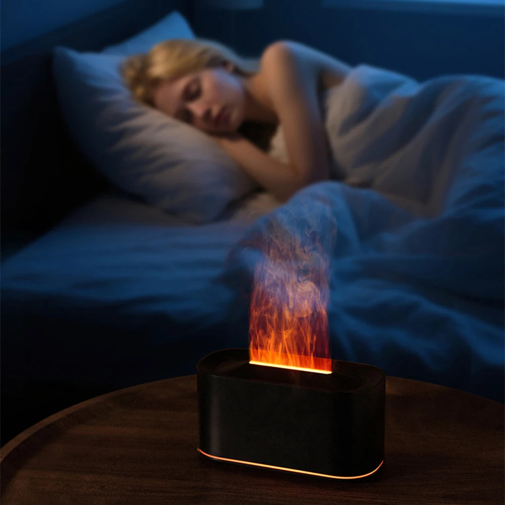 Flame Essential Oil Diffuser – Colorful LED Fire Effect Ultrasonic Aromatherapy Humidifier