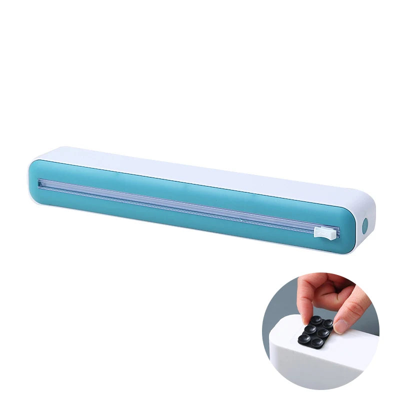 Magnetic Food Film Dispenser with Cutter and Storage Box for Plastic Wrap and Aluminum Foil