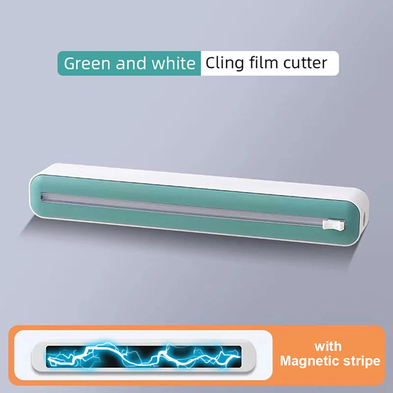 Magnetic Food Film Dispenser with Cutter and Storage Box for Plastic Wrap and Aluminum Foil